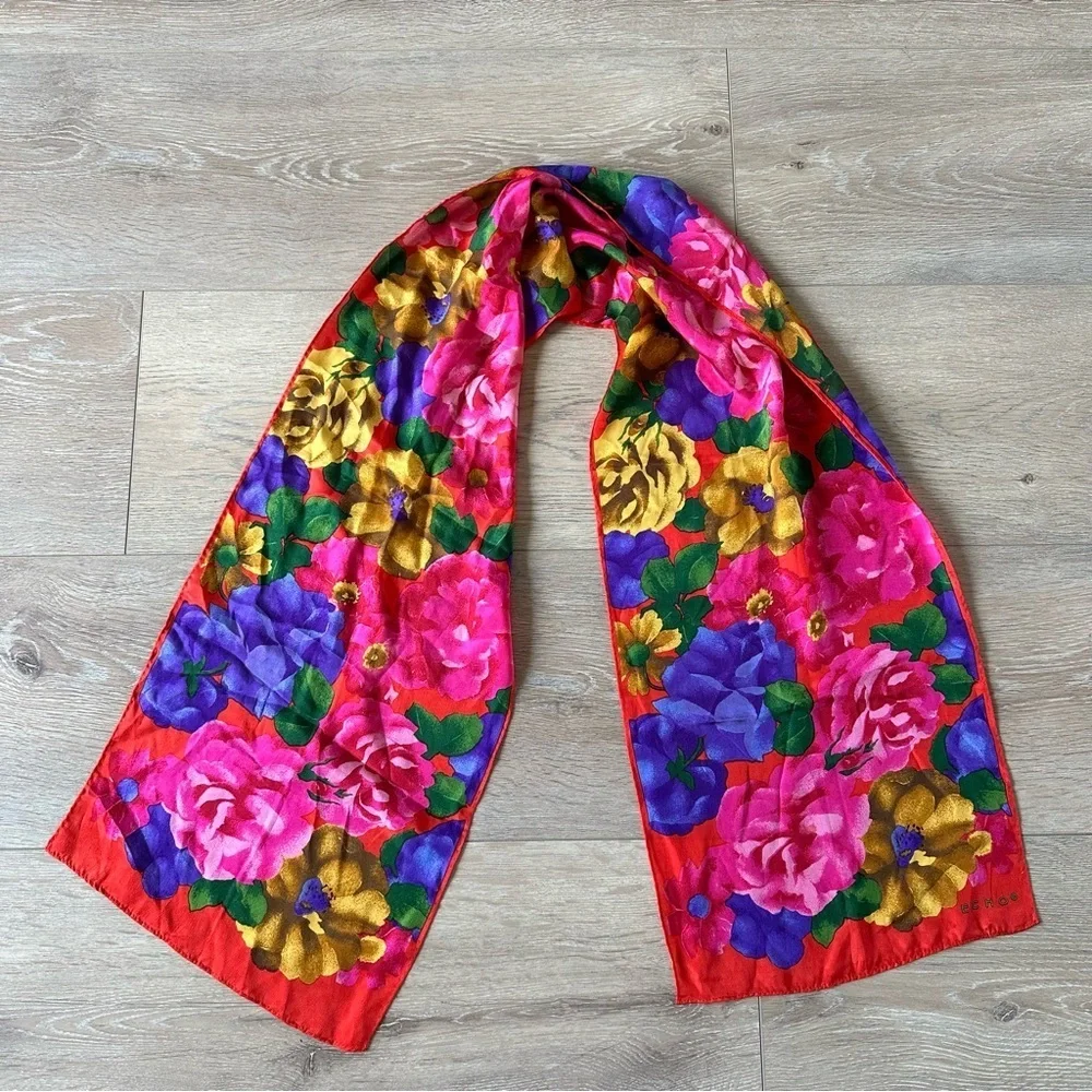 Vintage Echo Floral Silk Long Scarf